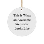 Funny Stepsister Gifts - This Is What An Awesome Stepsister Looks Like Circle Ornament for Christmas, Gifts from Family, Friends, and Women to Stepsister, Perfect for Home Decoration