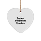 Funny Substitute Teacher Gifts for Future Educators, Heart Ornament with Inspirational Quote, Christmas Unique Gifts from Friends, Christmas Treasures for Substitute Teacher