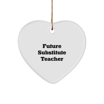 Funny Substitute Teacher Gifts for Future Educators, Heart Ornament with Inspirational Quote, Christmas Unique Gifts from Friends, Christmas Treasures for Substitute Teacher