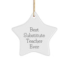 Funny Substitute Teacher Gifts from Family - Best Substitute Teacher Ever Star Ornament for Christmas