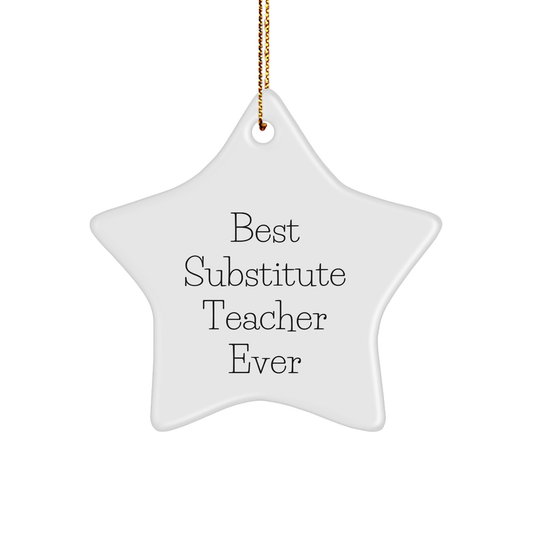 Funny Substitute Teacher Gifts from Family - Best Substitute Teacher Ever Star Ornament for Christmas