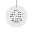 Funny Substitute Teacher Gifts from Friends - 'I'm A Substitute Teacher...' Circle Ornament for Christmas