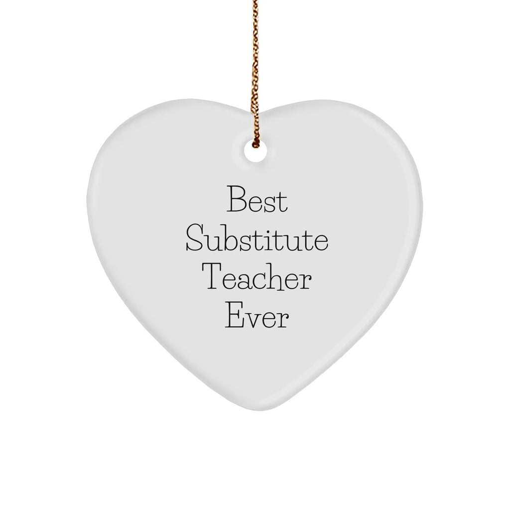 Funny Substitute Teacher Gifts from Friends for Best Substitute Teacher Ever Heart Ornament, Christmas Unique Gifts for Men, Women, Family