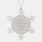 Funny Substitute Teacher Snowflake Ornament Gifts from Family for Best Substitute Teacher Ever Christmas Unique Gifts