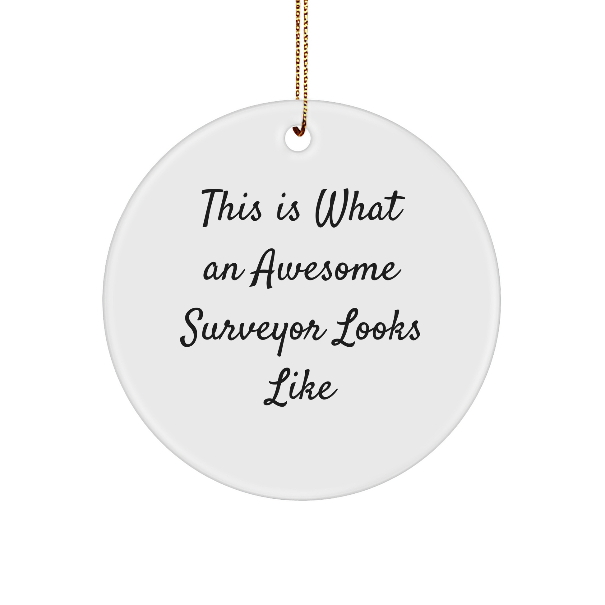 Funny Surveyor Gifts from Friends, 'This Is What An Awesome Surveyor Looks Like', Circle Ornament, White, Christmas Unique Gifts