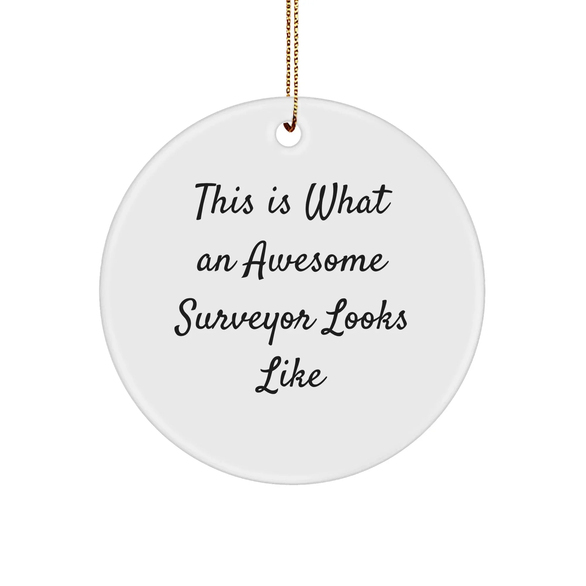 Funny Surveyor Gifts from Friends, 'This Is What An Awesome Surveyor Looks Like', Circle Ornament, White, Christmas Unique Gifts