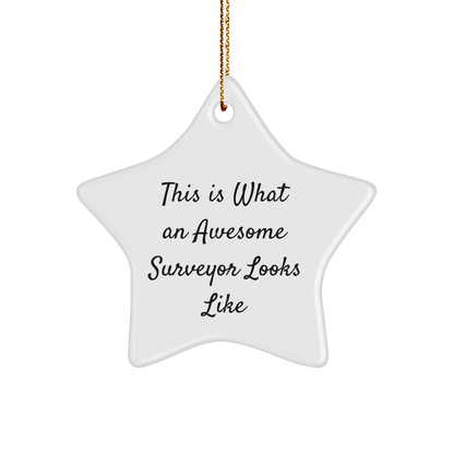 Funny Surveyor Gifts from Men for Christmas Unique Gifts - This Is What An Awesome Surveyor Looks Like Star Ornament