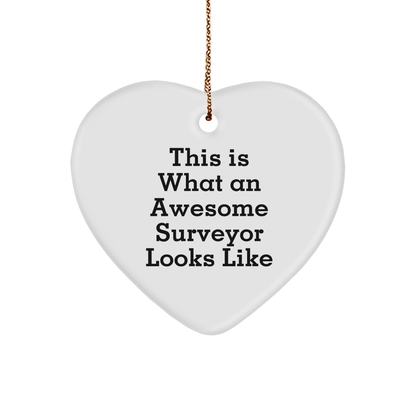 Funny Surveyor Heart Ornament - This Is What An Awesome Surveyor Looks Like - Christmas Gifts