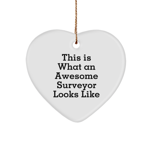 Funny Surveyor Heart Ornament - This Is What An Awesome Surveyor Looks Like - Christmas Gifts