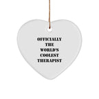 Funny Therapist Gifts from Friends - Officially The World's Coolest Therapist Heart Ornament for Christmas