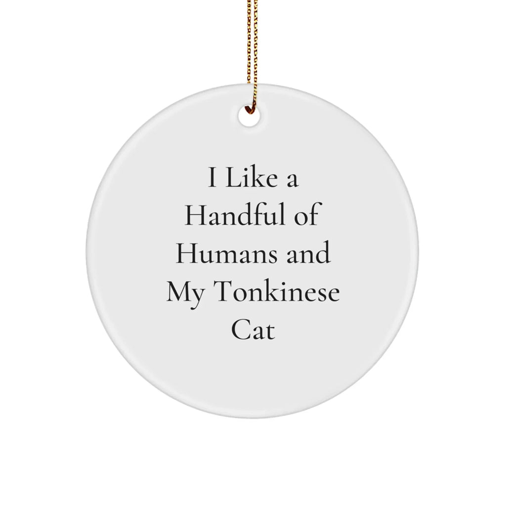 Funny Tonkinese Cat Lovers Gifts for Friends from I Like A Handful Of Humans And My Tonkinese Cat Circle Ornament