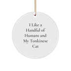 Funny Tonkinese Cat Lovers Gifts for Friends from I Like A Handful Of Humans And My Tonkinese Cat Circle Ornament