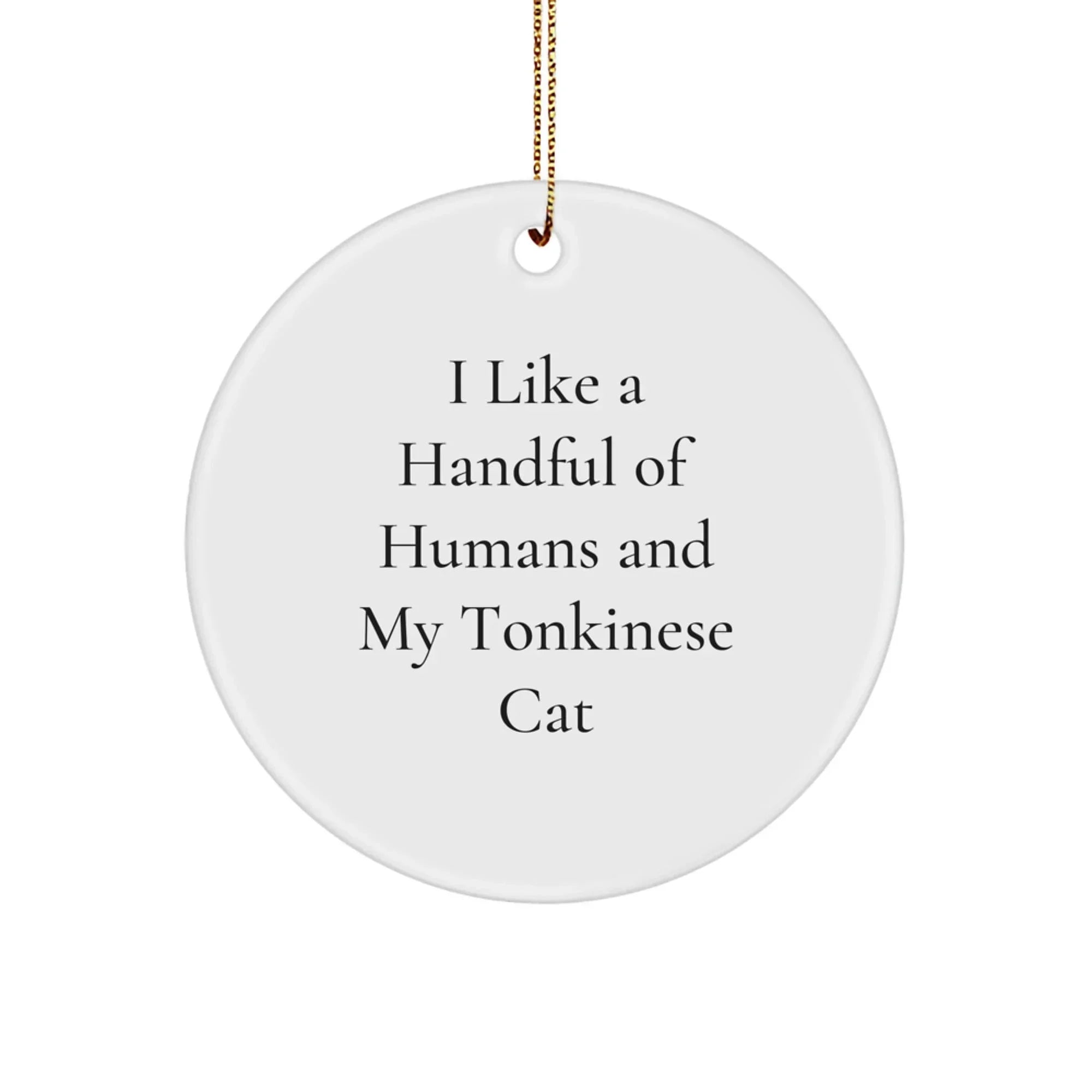 Funny Tonkinese Cat Lovers Gifts for Friends from I Like A Handful Of Humans And My Tonkinese Cat Circle Ornament