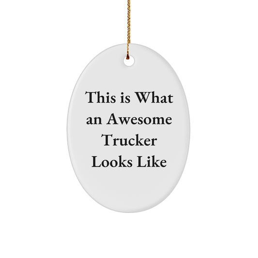 Funny Trucker Gifts from Men - This Is What An Awesome Trucker Looks Like Oval Ornament for Christmas