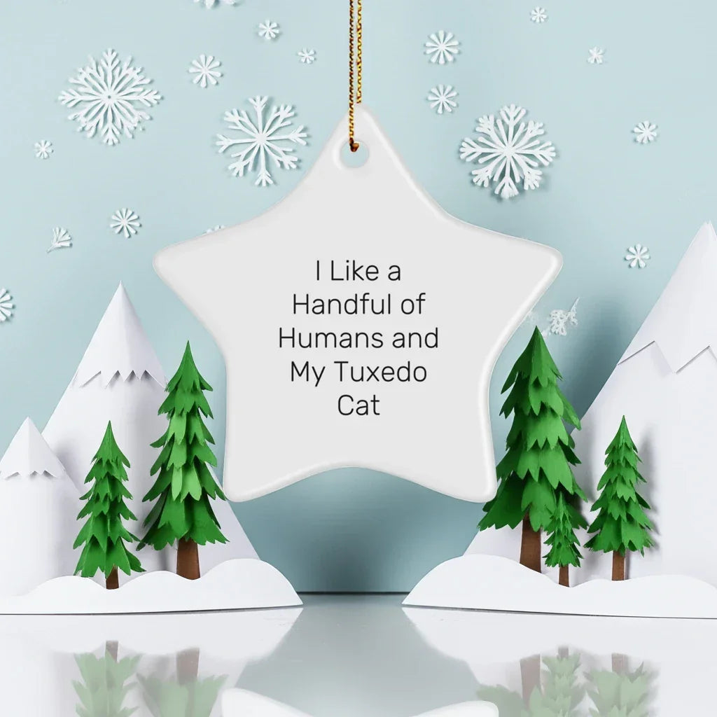 Funny Tuxedo Cat Star Ornament, Gifts from Friends for Tuxedo Cat Lovers, Christmas Unique Gifts, I Like A Handful Of Humans And My Tuxedo Cat