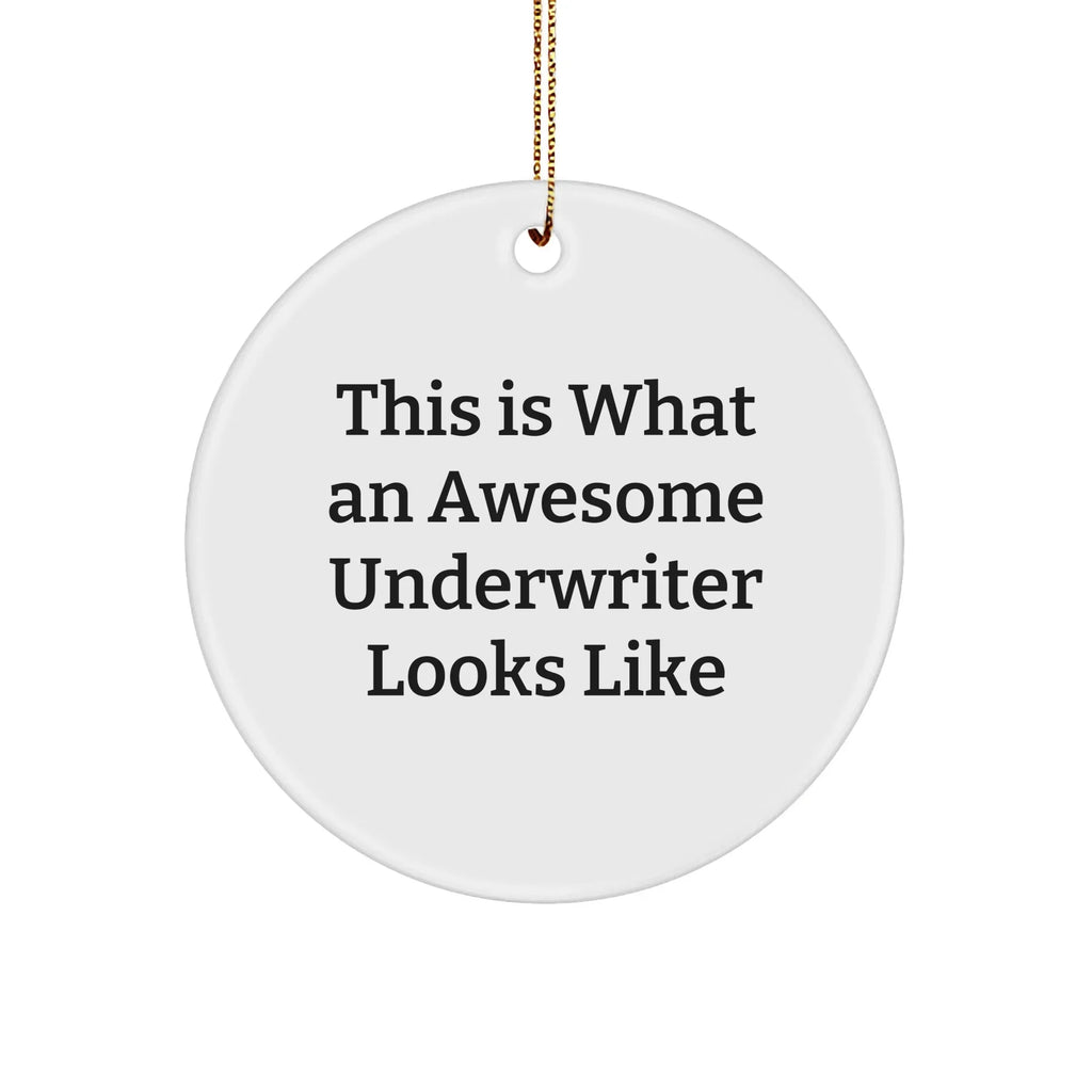 Funny Underwriter Gifts, This Is What An Awesome Underwriter Looks Like, White Circle Ornament for Christmas, Gifts from Men to Underwriter, Gifts for Underwriter's Office