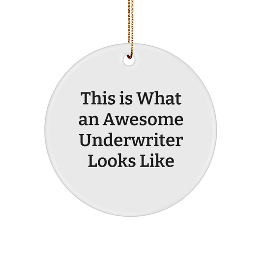 Funny Underwriter Gifts, This Is What An Awesome Underwriter Looks Like, White Circle Ornament for Christmas, Gifts from Men to Underwriter, Gifts for Underwriter's Office