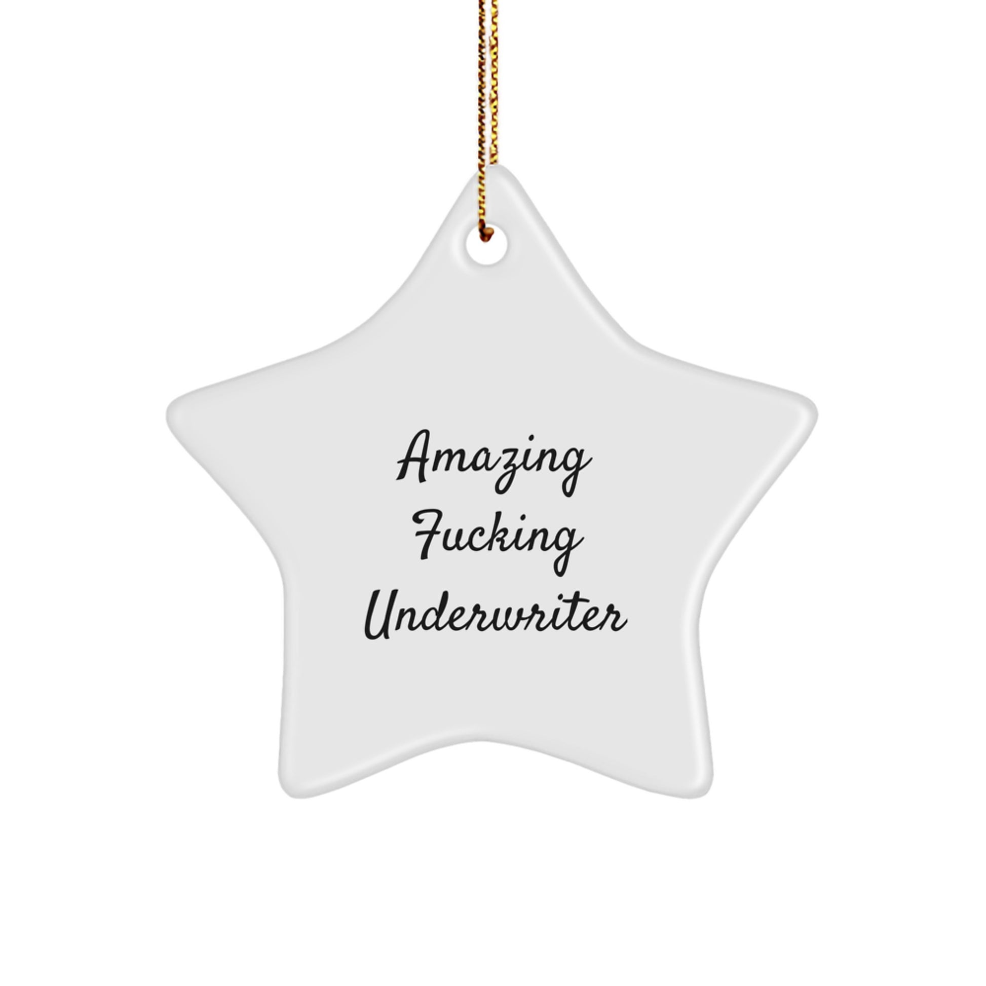 Funny Underwriter Gifts from Friends for Christmas - Star Ornament with Quote 'Amazing F-king Underwriter' - Unique Gift Ideas for Underwriter
