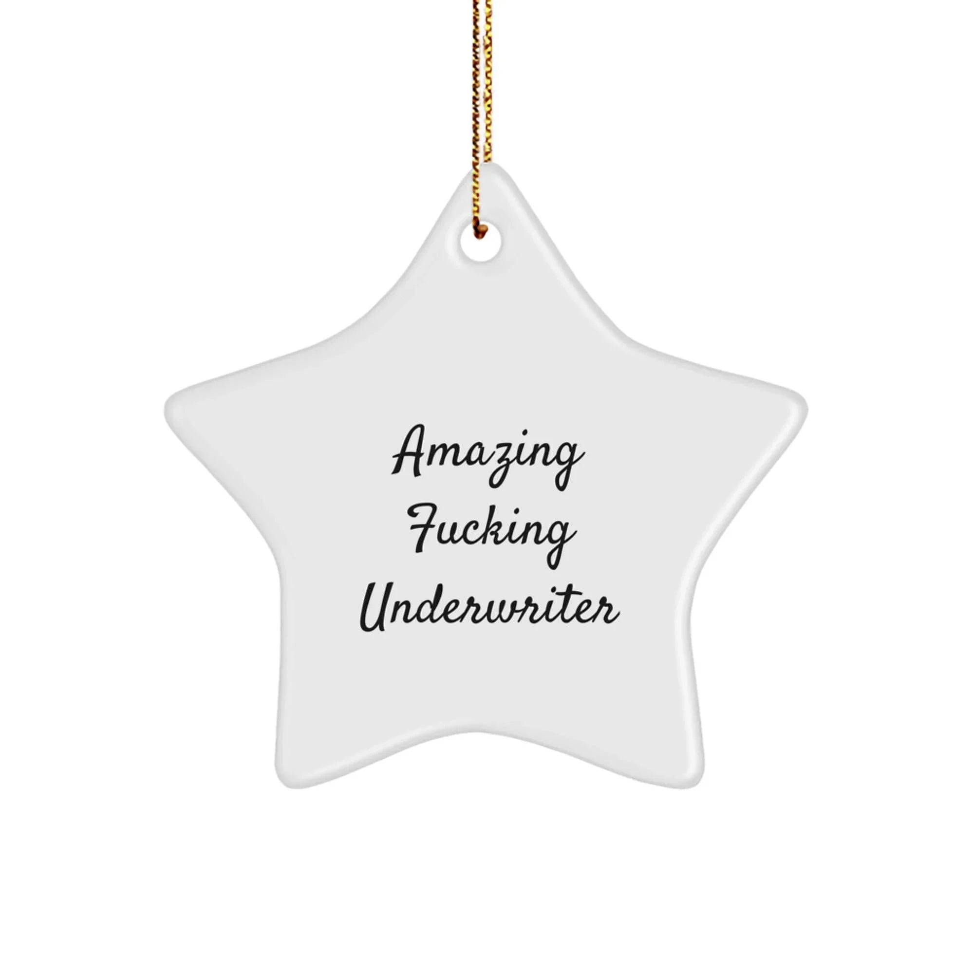 Funny Underwriter Gifts from Friends for Christmas - Star Ornament with Quote 'Amazing F--king Underwriter' - Unique Gift Ideas for Underwriter