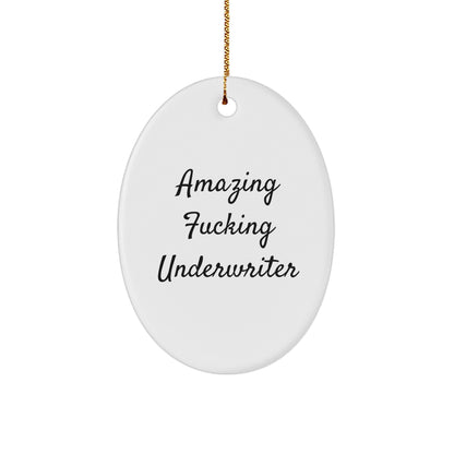 Funny Underwriter Gifts from Men for Underwriter Oval Ornament, Amazing F-king Underwriter Christmas Unique Gifts