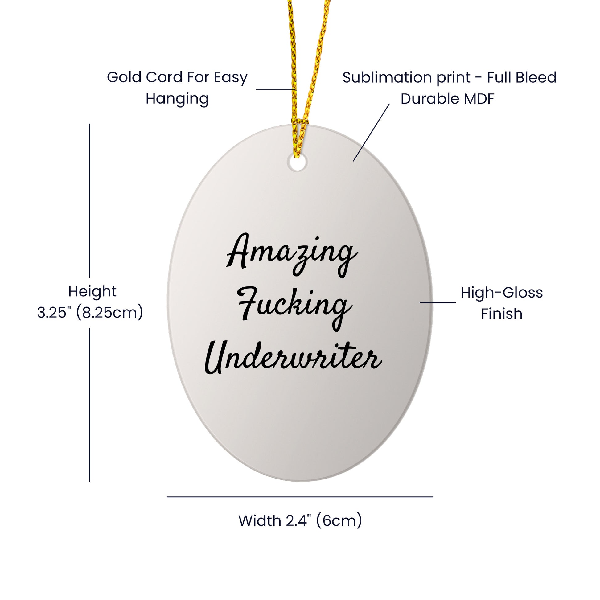 Funny Underwriter Gifts from Men for Underwriter Oval Ornament, Amazing F-king Underwriter Christmas Unique Gifts