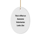 Funny Veterinarian Gifts from Friends - Oval Ornament Quote This Is What An Awesome Veterinarian Looks Like - Christmas Unique Gifts for Veterinarians