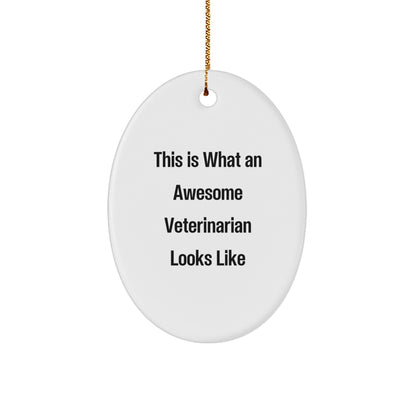 Funny Veterinarian Gifts from Friends - Oval Ornament Quote This Is What An Awesome Veterinarian Looks Like - Christmas Unique Gifts for Veterinarians