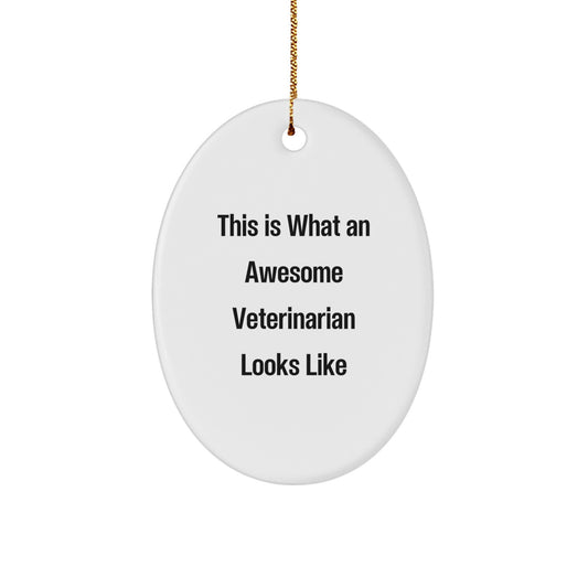 Funny Veterinarian Gifts from Friends - Oval Ornament Quote This Is What An Awesome Veterinarian Looks Like - Christmas Unique Gifts for Veterinarians