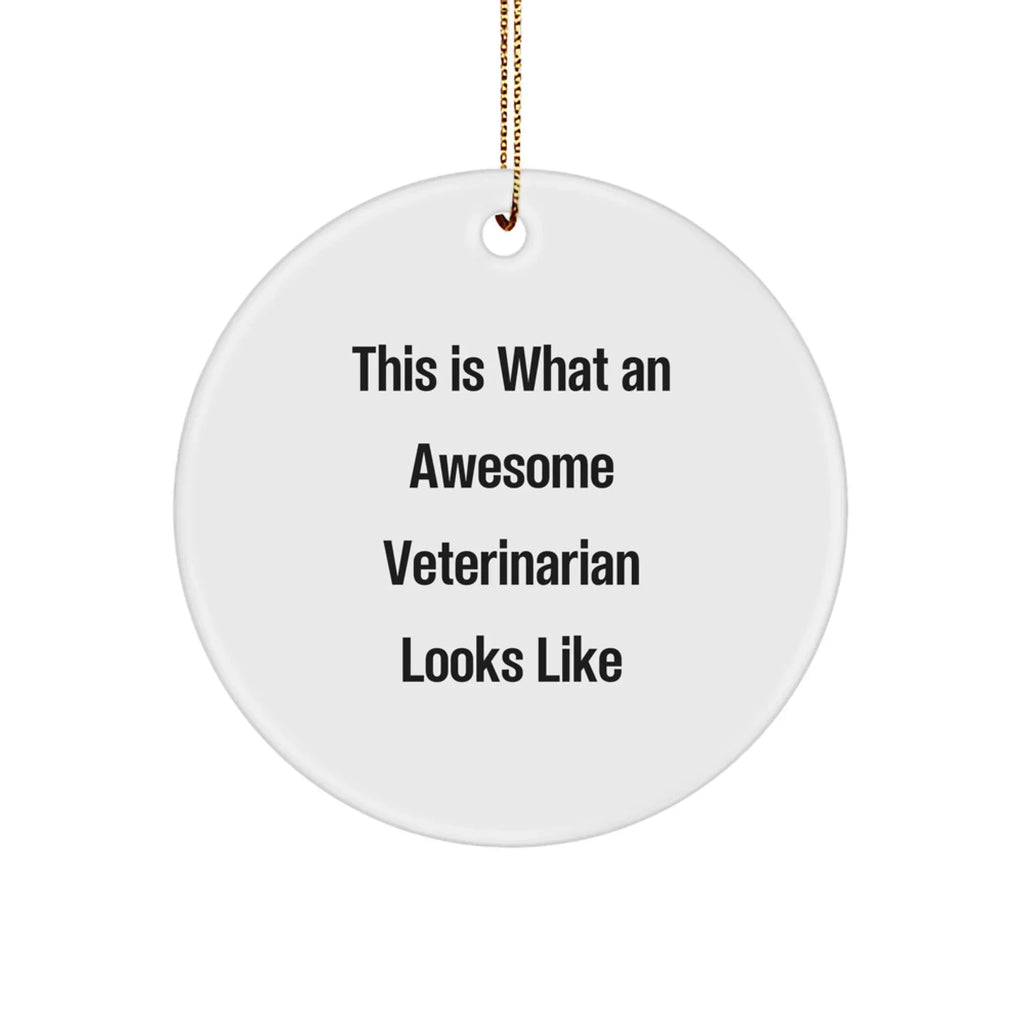 Funny Veterinarian Gifts from Friends for Awesome Veterinarian's Christmas, Circle Ornament Quote 'This Is What An Awesome Veterinarian Looks Like', Durable MDF