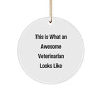 Funny Veterinarian Gifts from Friends for Awesome Veterinarian's Christmas, Circle Ornament Quote 'This Is What An Awesome Veterinarian Looks Like', Durable MDF
