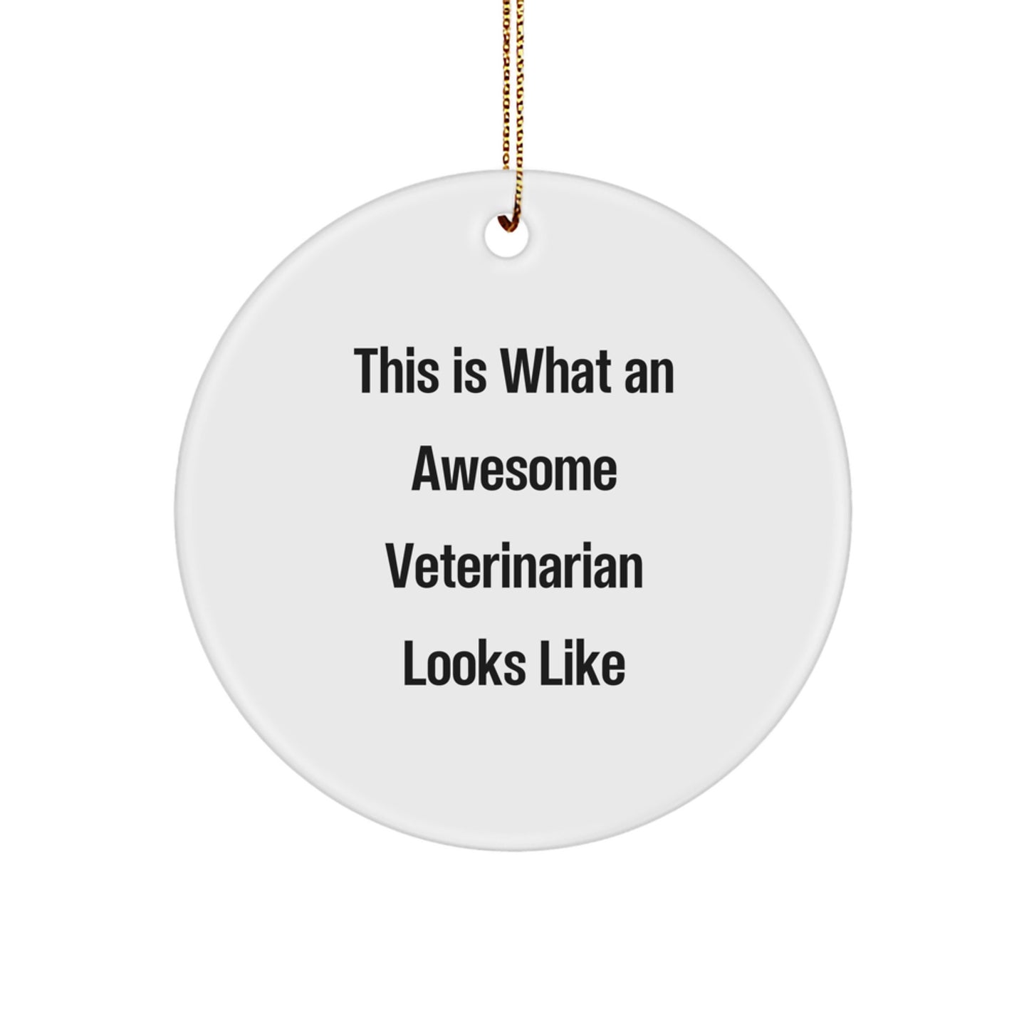 Funny Veterinarian Gifts from Friends for Awesome Veterinarian's Christmas, Circle Ornament Quote 'This Is What An Awesome Veterinarian Looks Like', Durable MDF