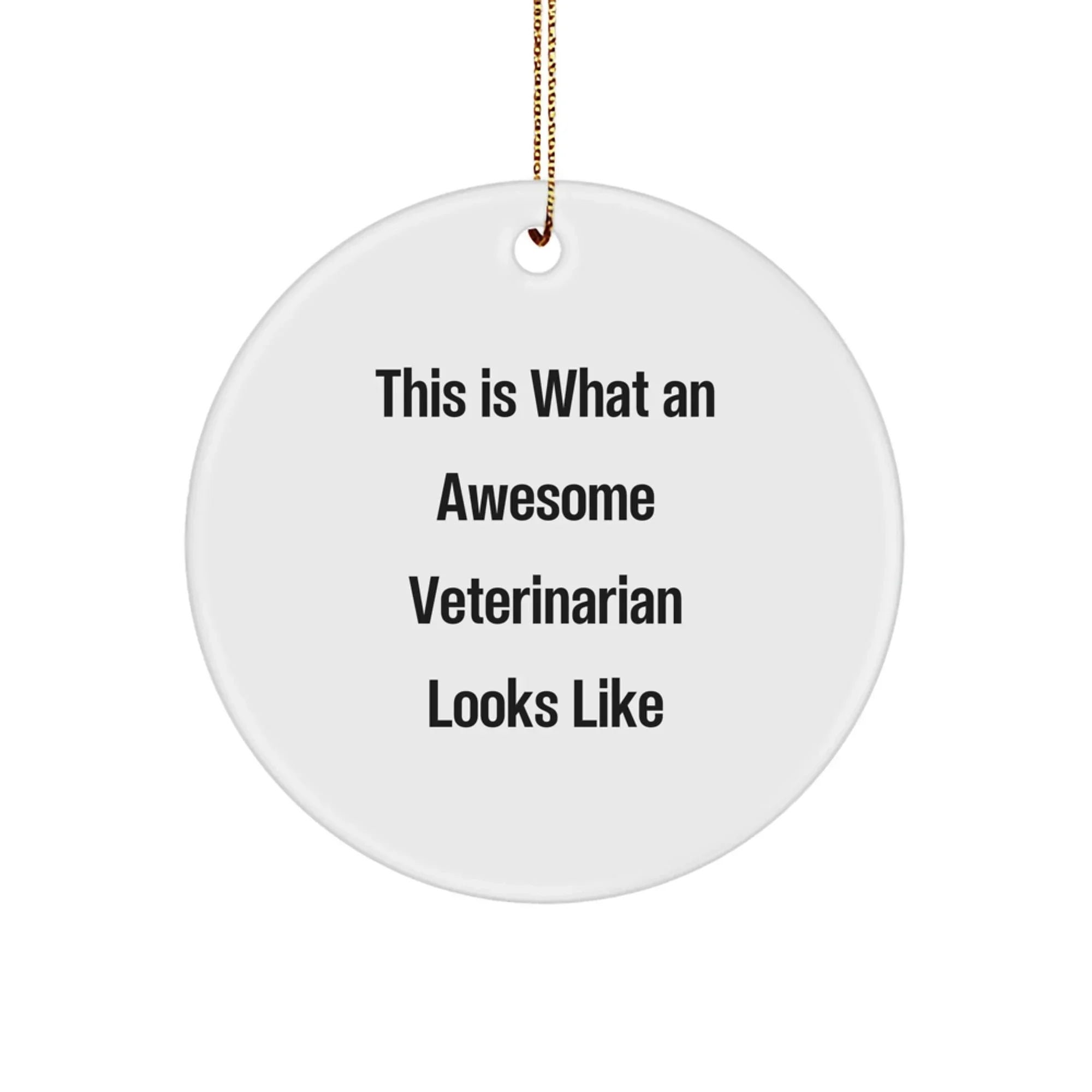 Funny Veterinarian Gifts from Friends for Awesome Veterinarian's Christmas, Circle Ornament Quote 'This Is What An Awesome Veterinarian Looks Like', Durable MDF