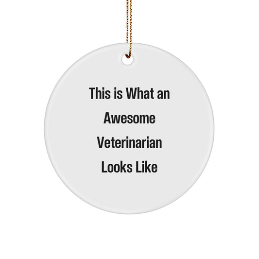 Funny Veterinarian Gifts from Friends for Awesome Veterinarian's Christmas, Circle Ornament Quote 'This Is What An Awesome Veterinarian Looks Like', Durable MDF