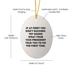 Funny Vice President Oval Ornament, Gifts from Friends, If At First You Don't Succeed, Try Doing What Your Vice President Told You To Do The First Time., Oval Shaped, White, Christmas