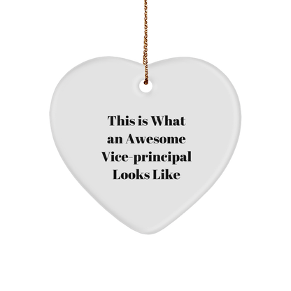 Funny Vice-Principal Gifts from Friends for Christmas - Heart Ornament with 'This Is What An Awesome Vice-Principal Looks Like' Quote, Gifts for Vice-Principal, Women, Men, or Coworkers