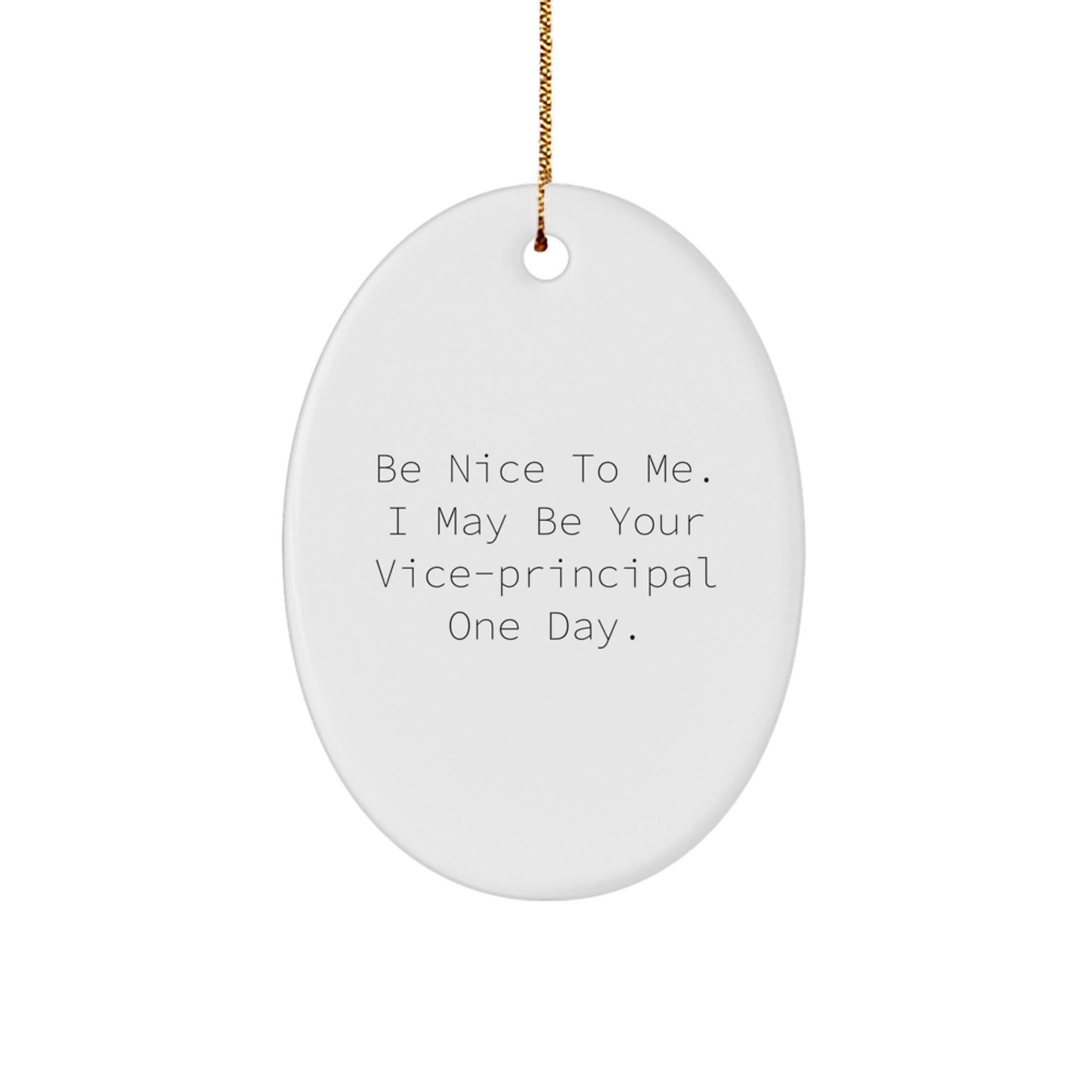 Funny Vice-principal Gift, Oval Ornament with Be Nice To Me Quote, Gifts from Men to Vice-principal, Christmas Unique Gifts