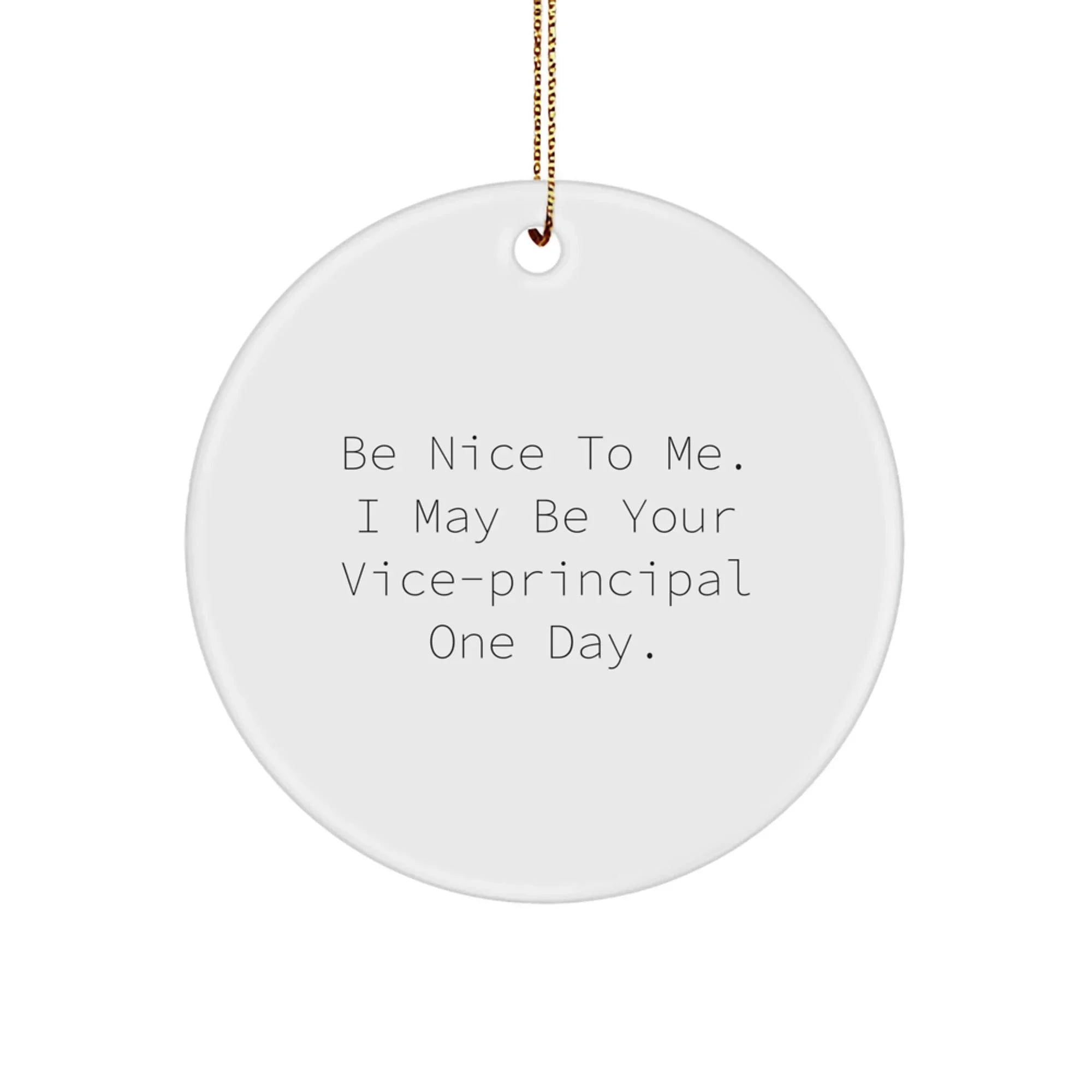 Funny Vice-principal Gifts: Be Nice To Me. I May Be Your Vice-principal One Day., Circle Ornament Christmas Gifts