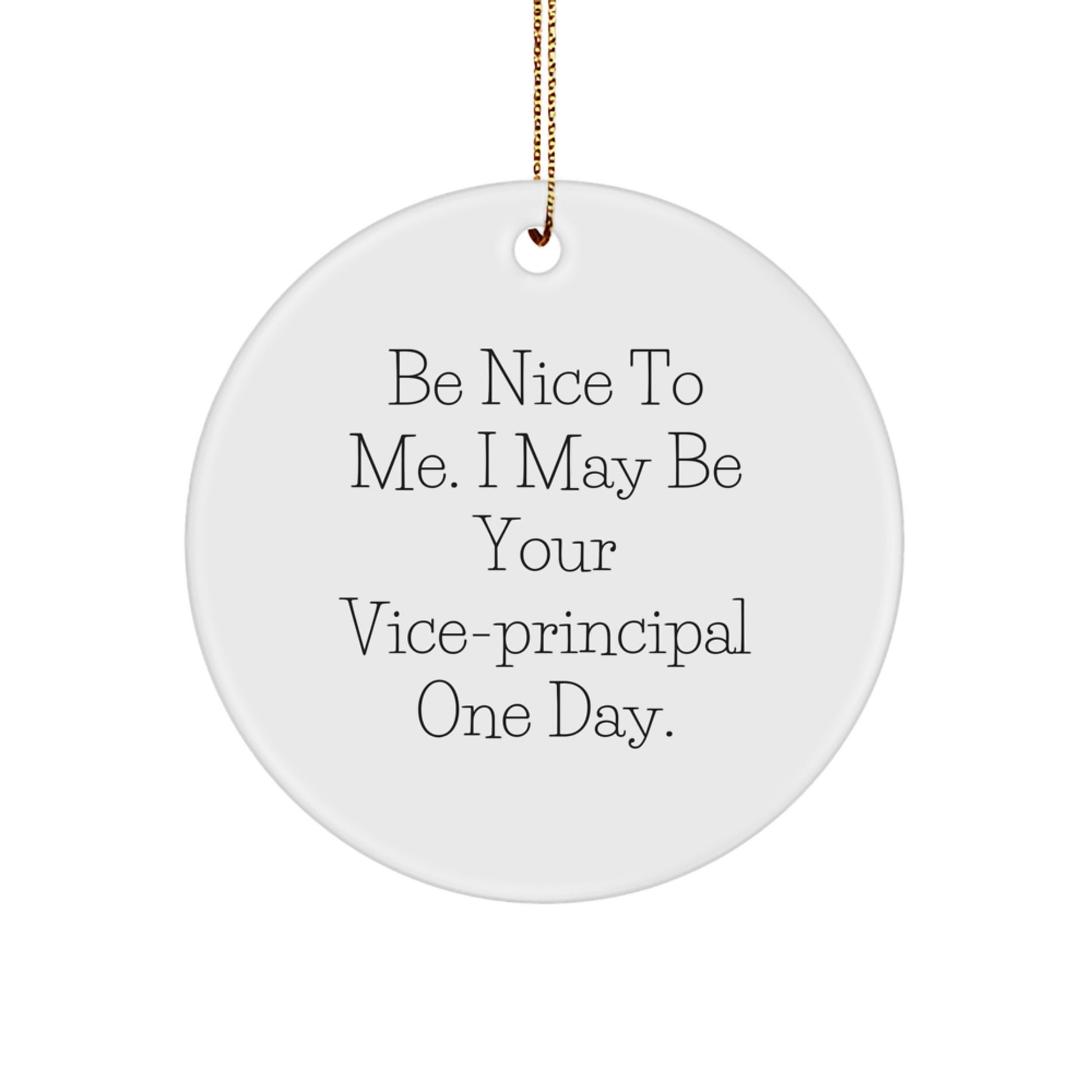 Funny Vice-principal Gifts, Circle Ornament Quote, 'Be Nice To Me. I May Be Your Vice-principal One Day.' Christmas Unique Gifts from Friends, Family, Coworkers