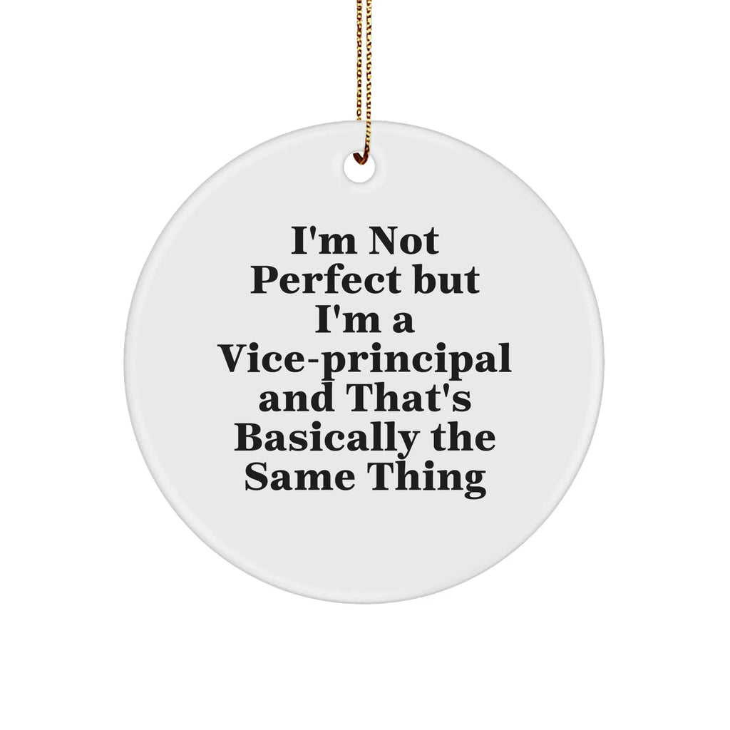 Funny Vice-principal Gifts for Christmas - Circle Ornament 'I'm Not Perfect' Quote, Gifts from Friends and Family