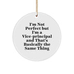 Funny Vice-principal Gifts for Christmas - Circle Ornament 'I'm Not Perfect' Quote, Gifts from Friends and Family