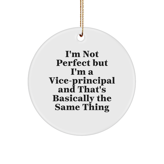 Funny Vice-principal Gifts for Christmas - Circle Ornament 'I'm Not Perfect' Quote, Gifts from Friends and Family
