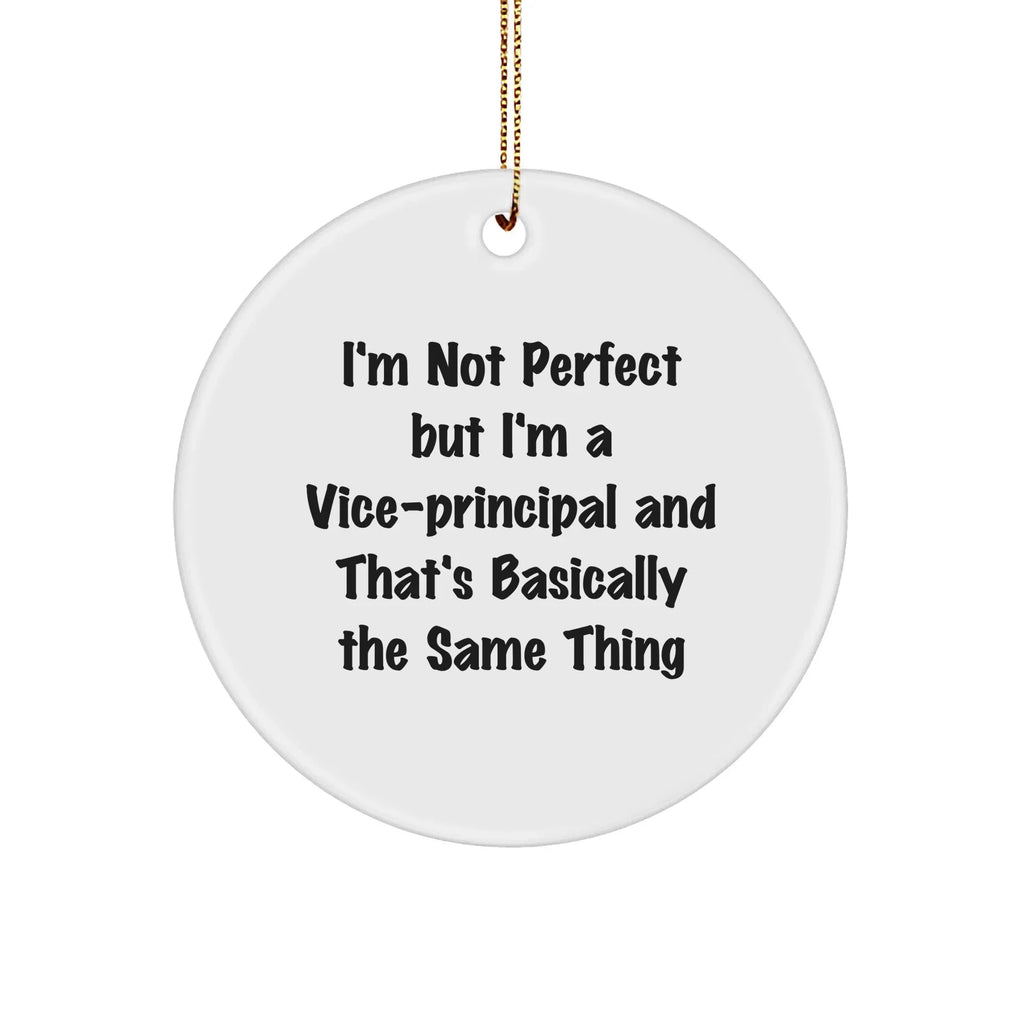 Funny Vice-principal Gifts from Men, Unique Circle Ornaments for Christmas, 'I'm Not Perfect' Quote