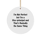 Funny Vice-principal Gifts from Men, Unique Circle Ornaments for Christmas, 'I'm Not Perfect' Quote