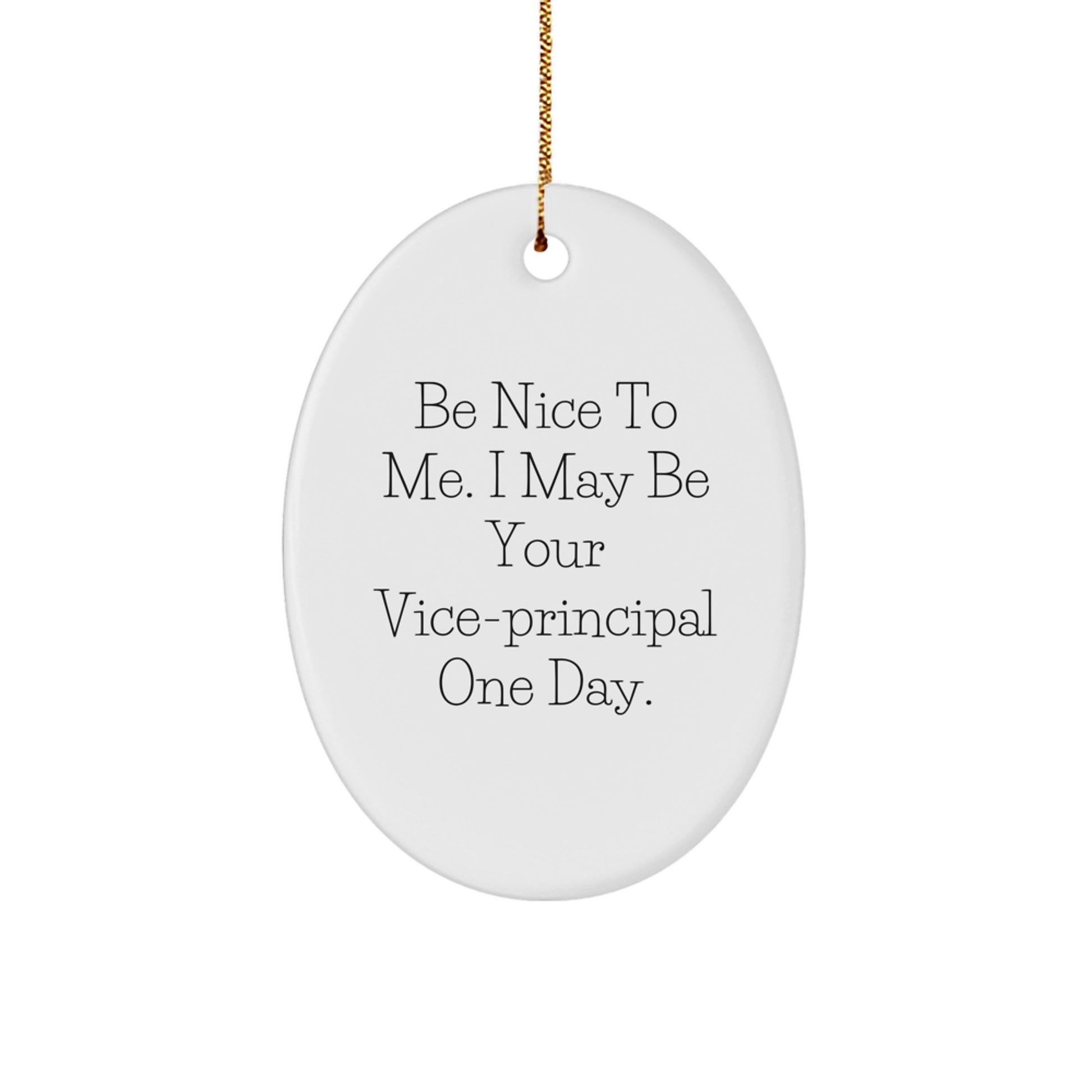 Funny Vice-principal Oval Ornament Gifts from Men for Vice-principal on Christmas, Be Nice To Me. I May Be Your Vice-principal One Day.