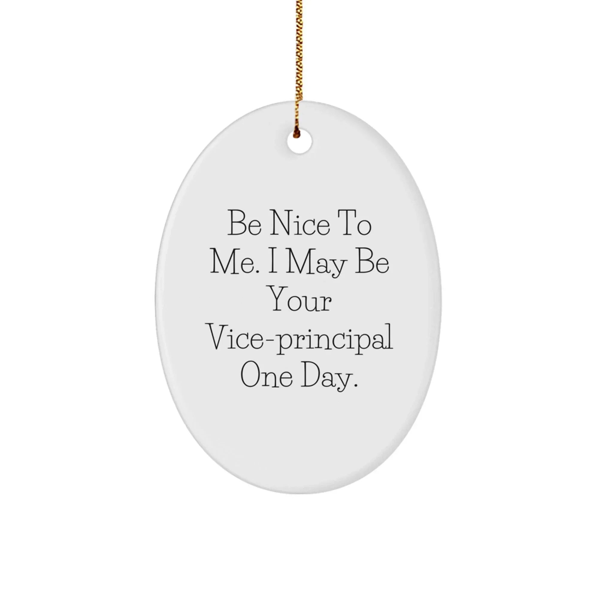 Funny Vice-principal Oval Ornament Gifts from Men for Vice-principal on Christmas, Be Nice To Me. I May Be Your Vice-principal One Day.