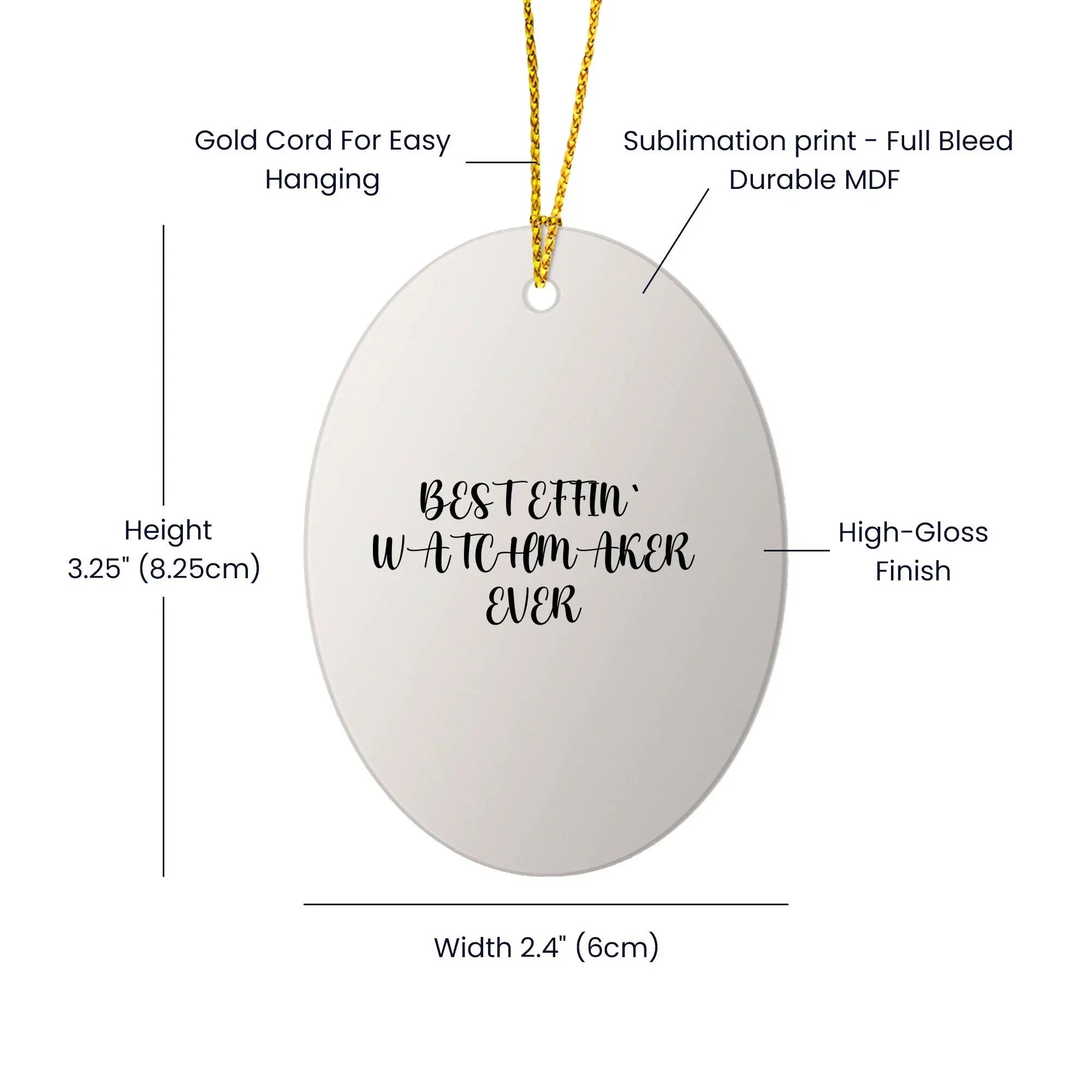 Funny Watchmaker Gifts - Best Effin' Watchmaker Ever Oval Ornament for Men, Women, Friends, Coworkers, Family - Christmas Unique Gifts from Watchmaker