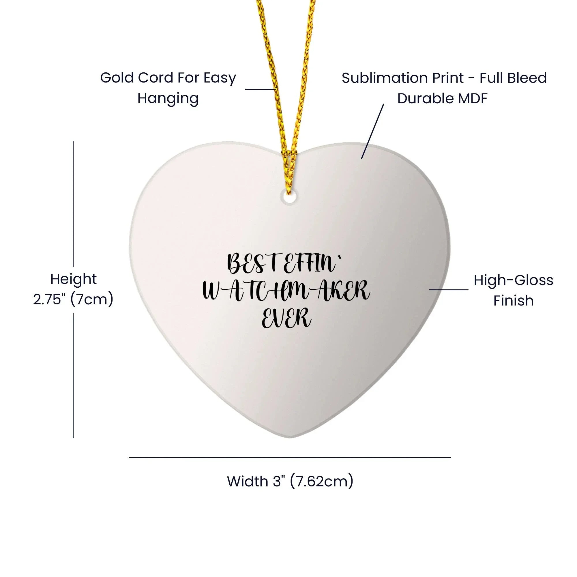 Funny Watchmaker Gifts from Friends, Heart Ornament for Christmas, 'Best Effin' Watchmaker Ever' Quote, Perfect for Watchmaker Lovers