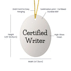 Funny Writer Gifts from Friends, Oval Ornament with Quote, Perfect Christmas Unique Gifts for Writers, Oval Shaped Ornament with Inspirational Quote