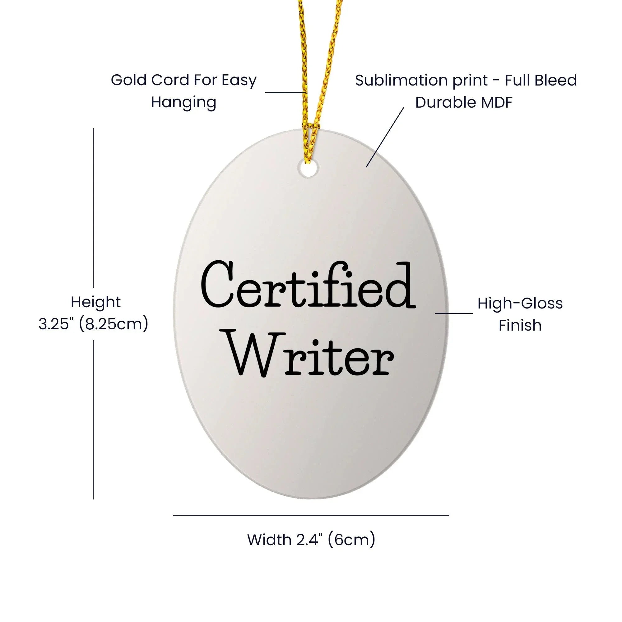 Funny Writer Gifts from Friends, Oval Ornament with Quote, Perfect Christmas Unique Gifts for Writers, Oval Shaped Ornament with Inspirational Quote