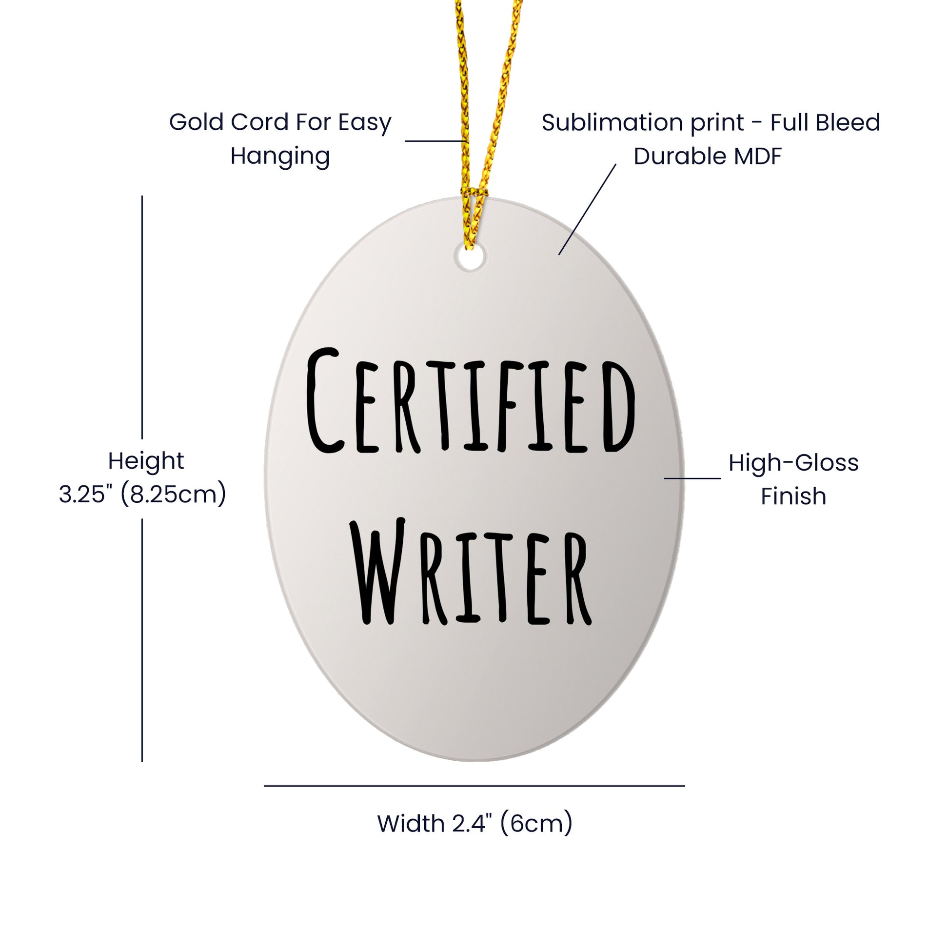 Funny Writer Quotes Oval Ornament Gifts from Friends, Perfect for Christmas Memorable Presents for Writers Men or Women